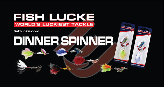 The Fish LuckE Dinner Spinner is a compact, lifelike inline spinner designed to attract a wide variety of predatory fish.