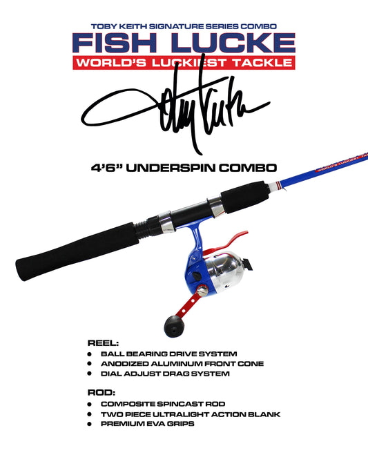 Fish Luck E Toby Keith 4.6 Under Spin Rod and Reel Combo