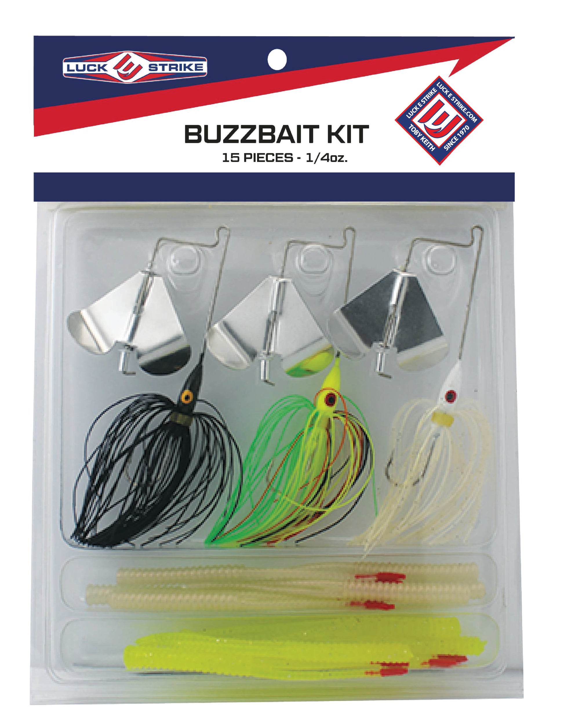 Luck E Strike Bass Lure Kits Buzz Bait Kit 1/4 oz., 15 Pieces
