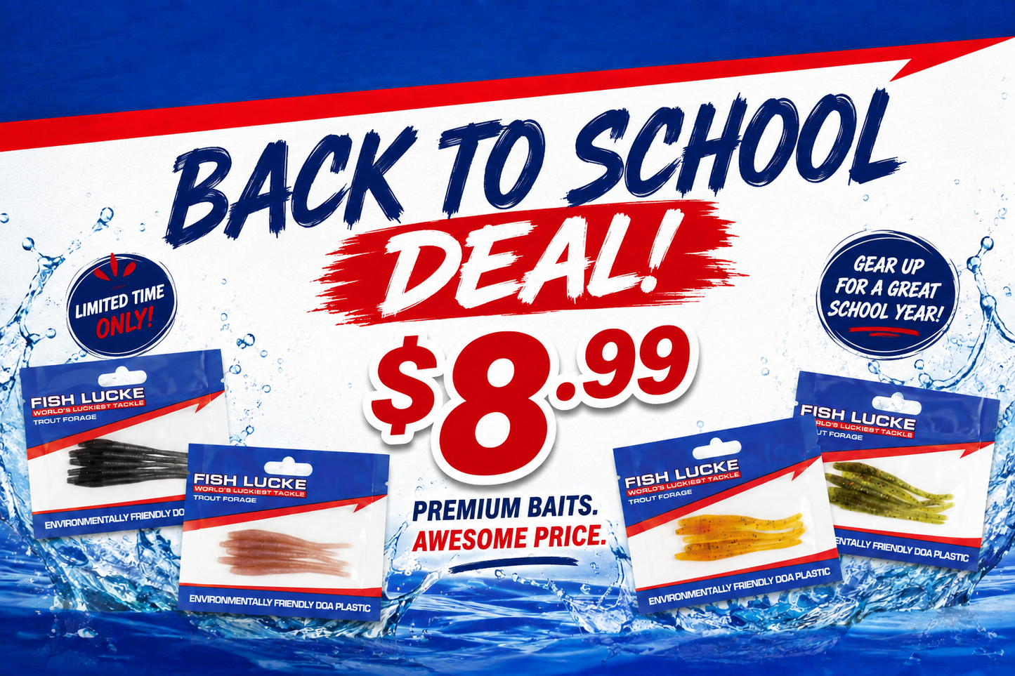 (A) Back-to-School Trout Worm Special – 4 Packs for $8.99