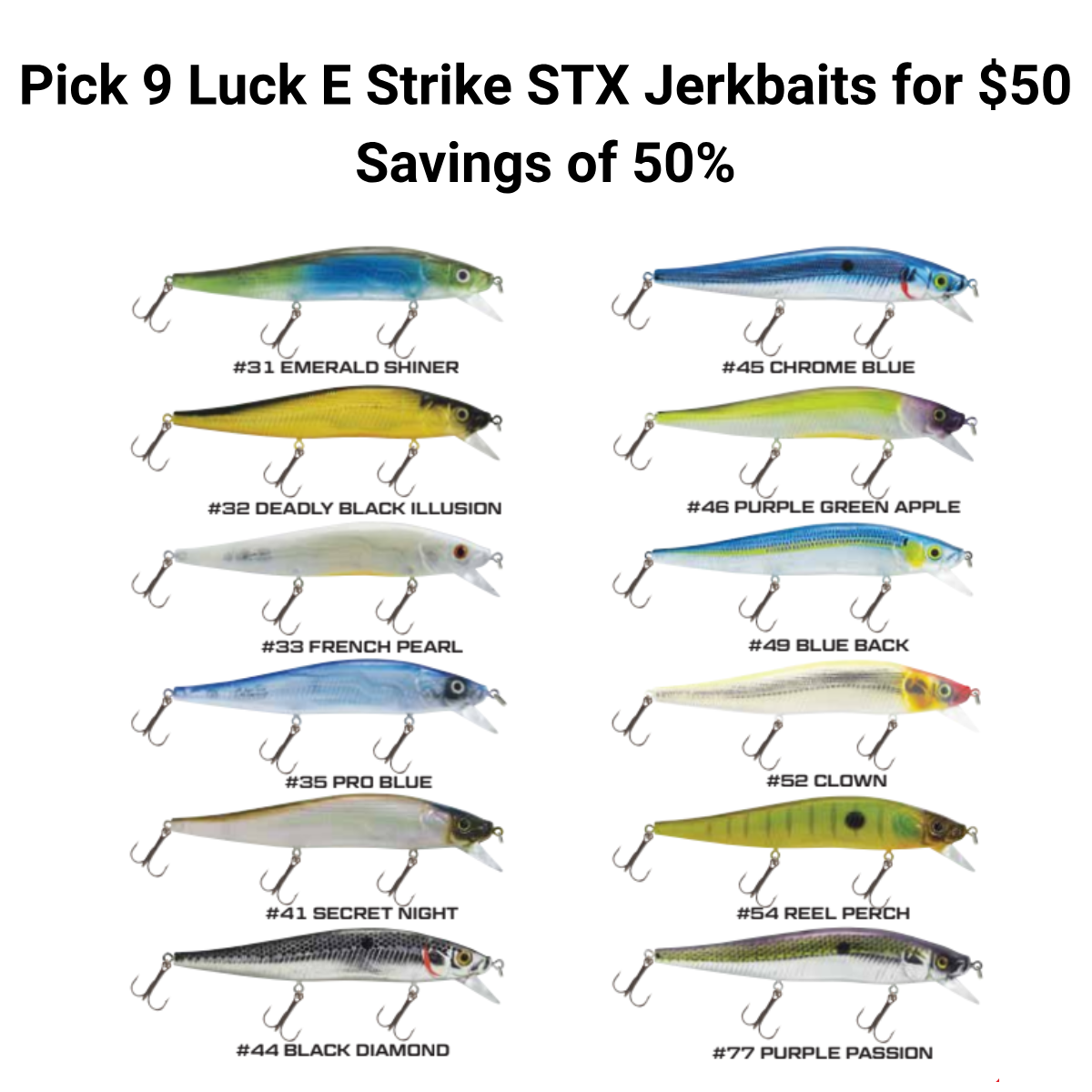 Pick 9 Luck E Strike LESTX Jerkbaits